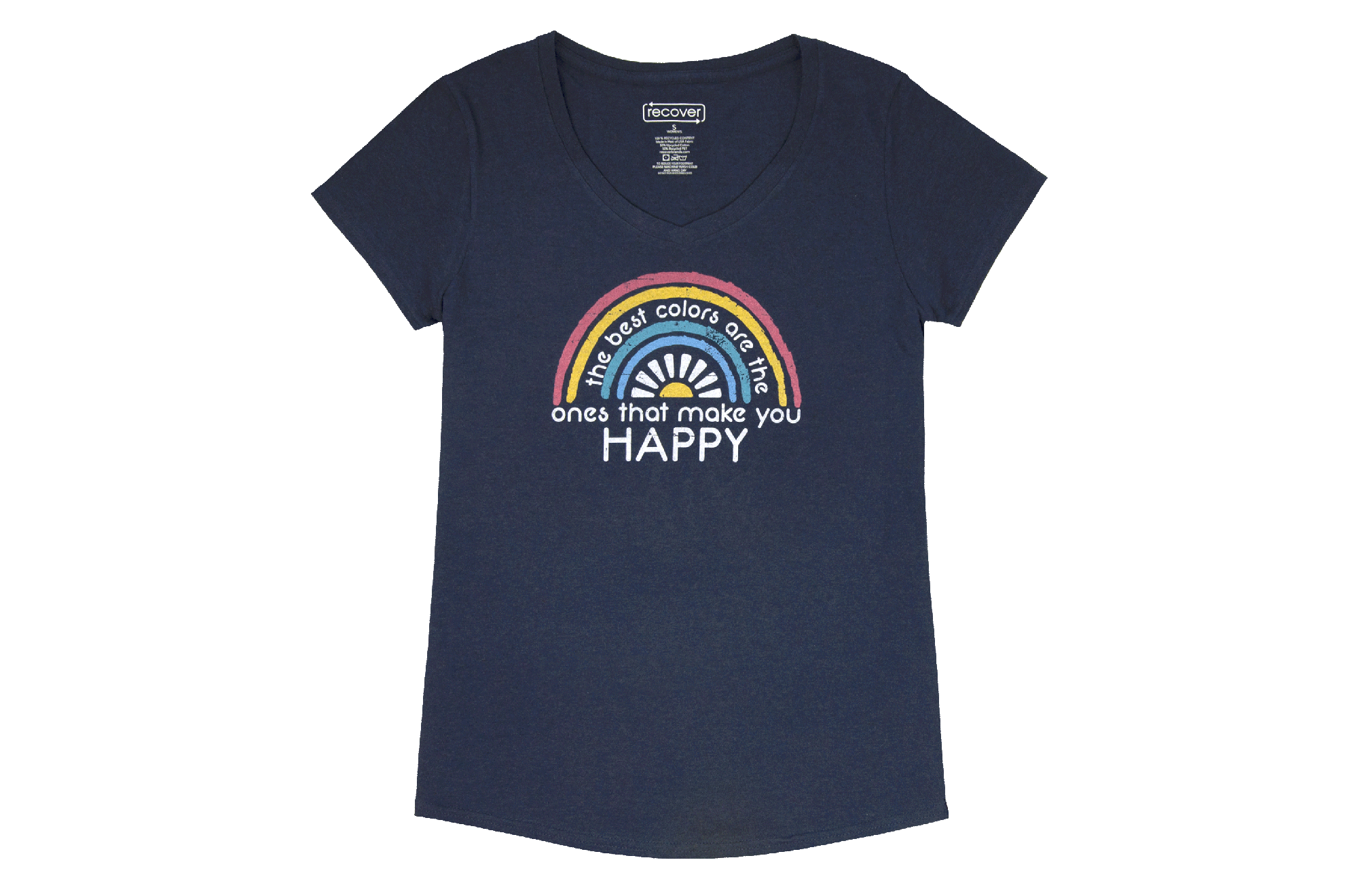 Women's V-Neck T-Shirt: Happy